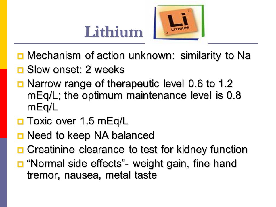 Therapeutic range for lithium levels